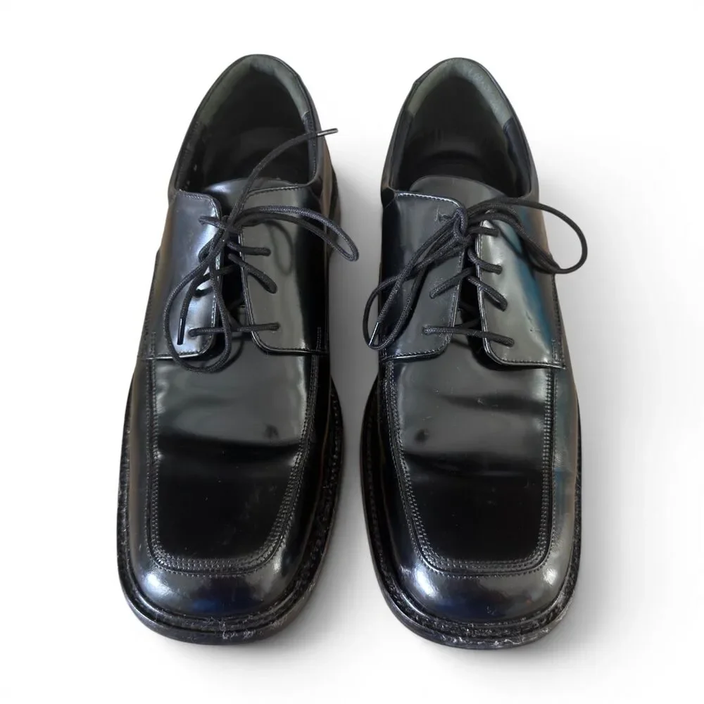 Bostonian 2POD Mens 9M Black Leather Apron Toe Derby Dress Shoes Comfort